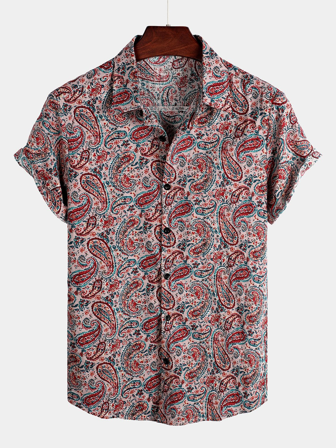 Chemise d'été rétro à manches courtes pour homme, motif cachemire