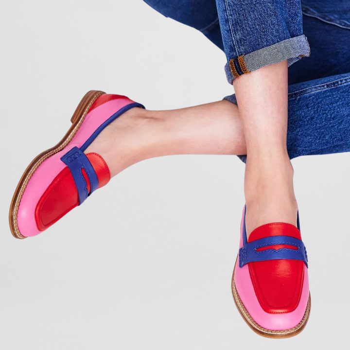 ALPI VOGUE  | Strukturierte Penny-Leder-Farbblock-Loafer