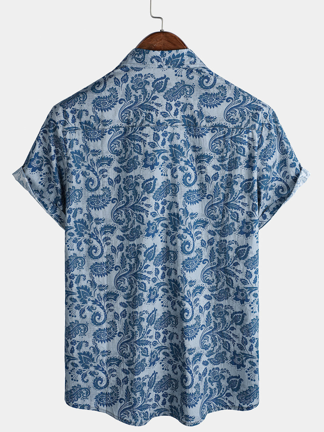 Herren Baumwolle Lässiges Kurzarmhemd mit Paisley-Blumenmuster