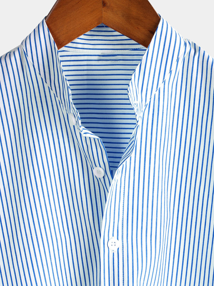 Chemise homme en coton à manches courtes et col Henley