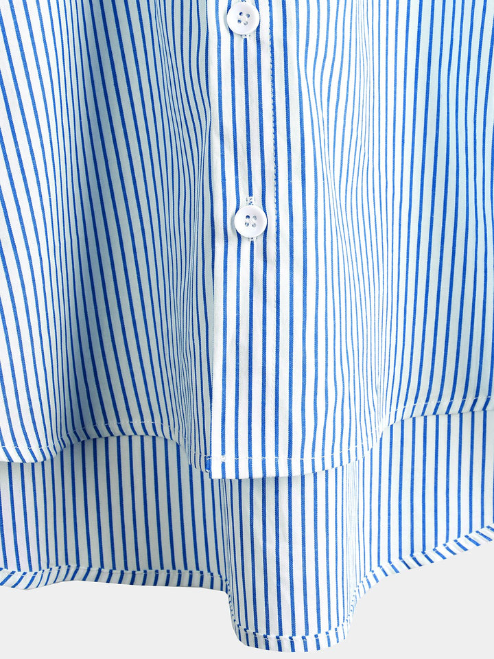 Chemise homme en coton à manches courtes et col Henley