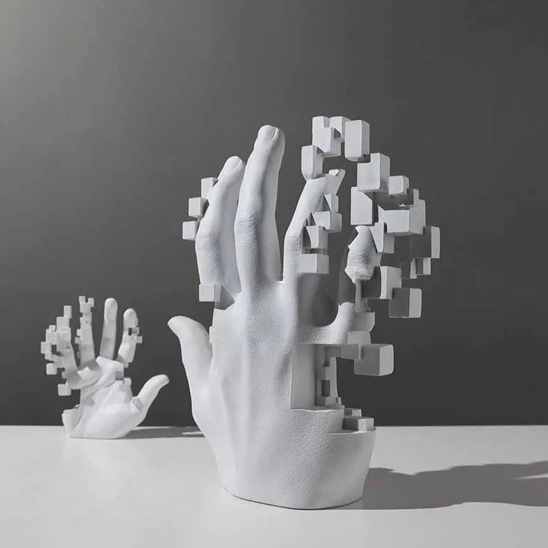 Pixel Hand Skulptur