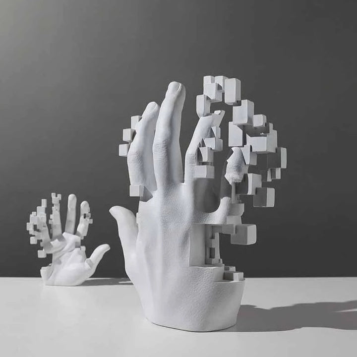 Pixel Hand Skulptur