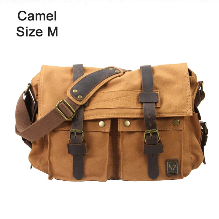 Vintage Herren Messenger Bag Baumwoll-Canvas
