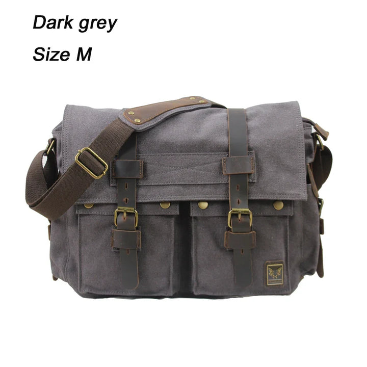 Vintage Herren Messenger Bag Baumwoll-Canvas