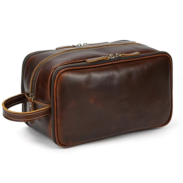 Trousse de toilette de voyage en cuir de vache