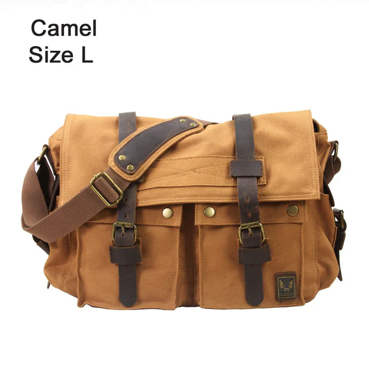 Vintage Herren Messenger Bag Baumwoll-Canvas