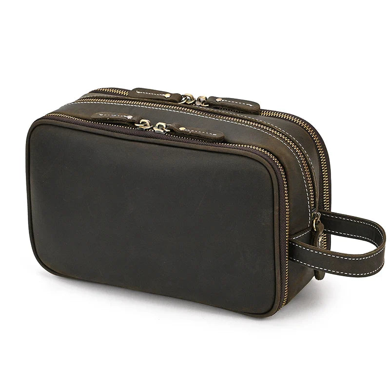 Trousse de toilette de voyage en cuir de vache