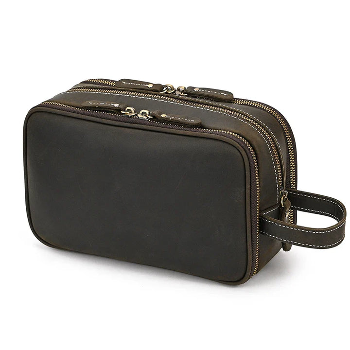 Trousse de toilette de voyage en cuir de vache