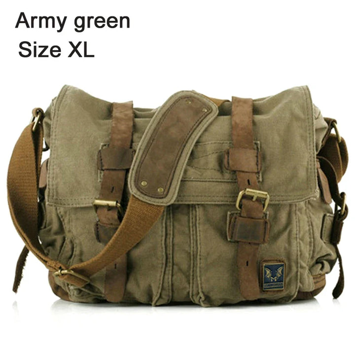 Vintage Herren Messenger Bag Baumwoll-Canvas