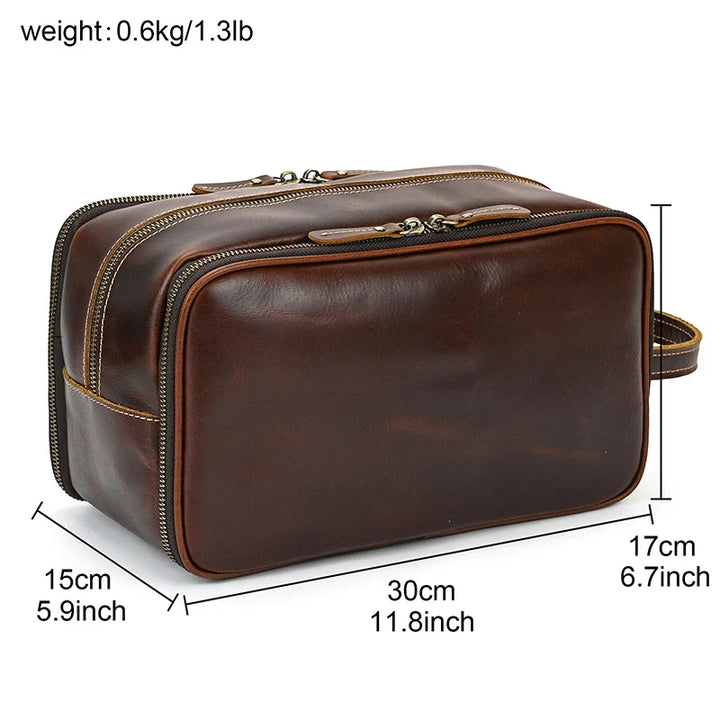 Trousse de toilette de voyage en cuir de vache