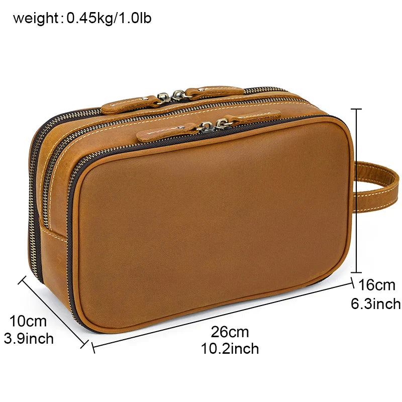 Trousse de toilette de voyage en cuir de vache