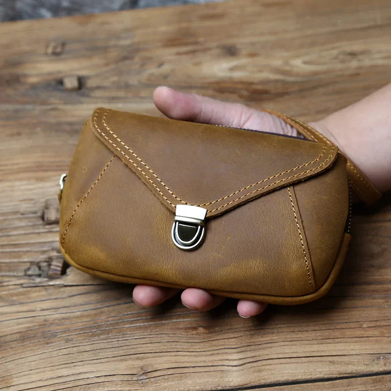 Herren Retro Leder Handy Tasche