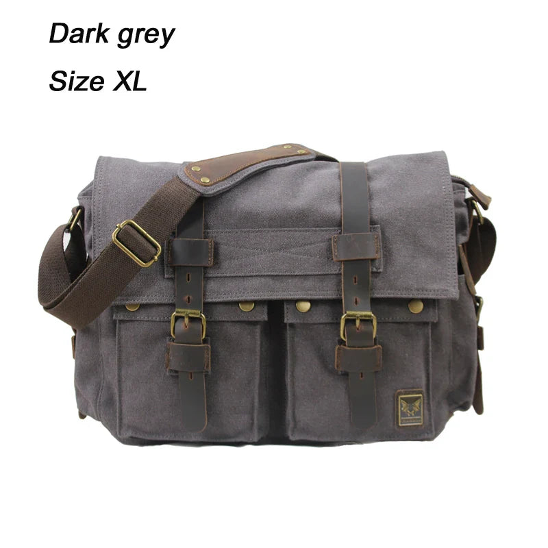 Vintage Herren Messenger Bag Baumwoll-Canvas