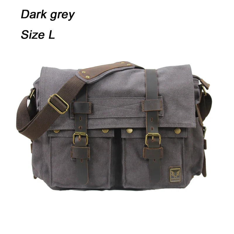 Vintage Herren Messenger Bag Baumwoll-Canvas