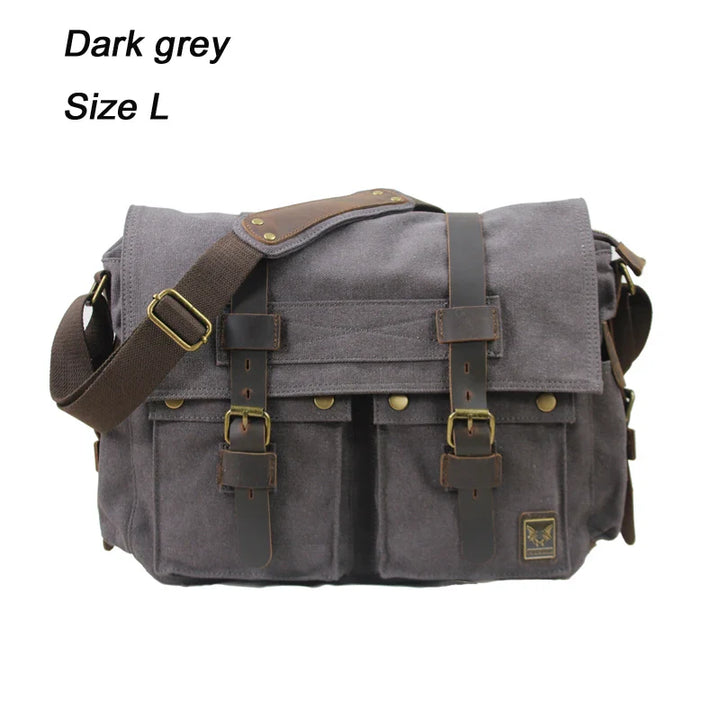 Vintage Herren Messenger Bag Baumwoll-Canvas