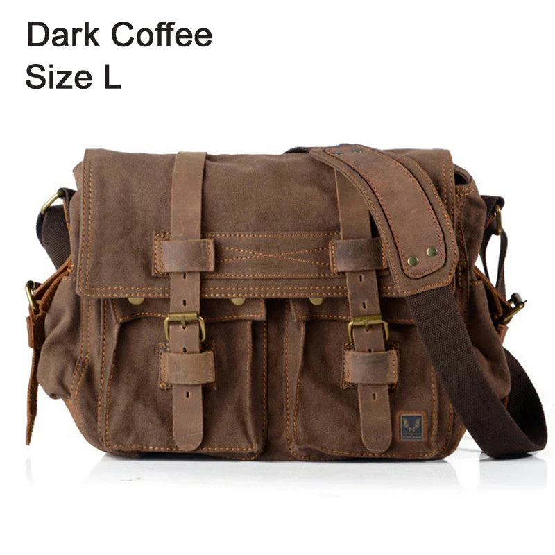 Vintage Herren Messenger Bag Baumwoll-Canvas
