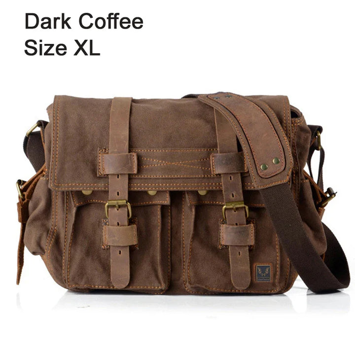 Vintage Herren Messenger Bag Baumwoll-Canvas