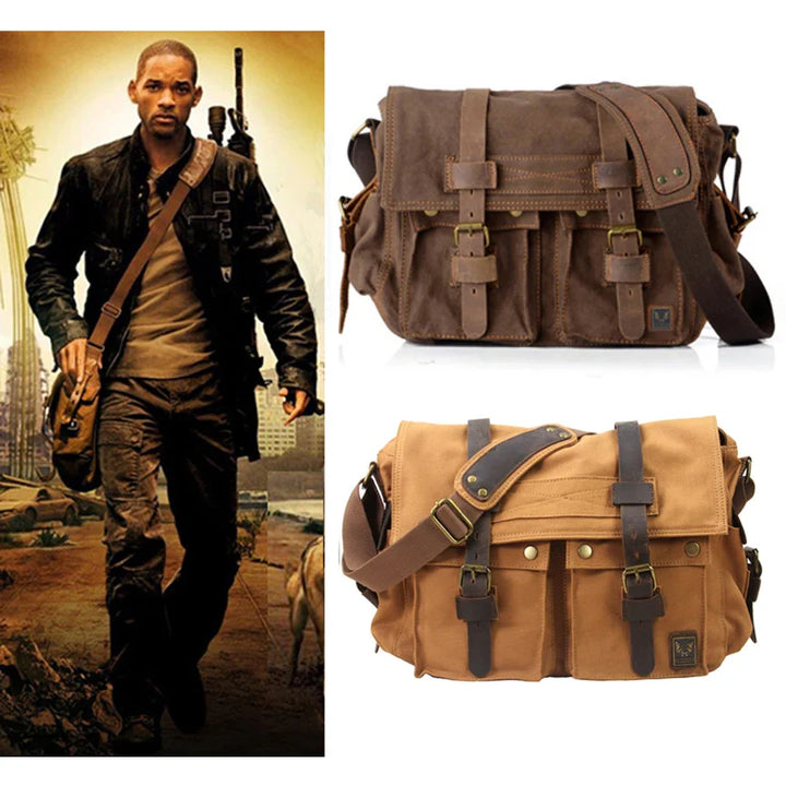 Vintage Herren Messenger Bag Baumwoll-Canvas