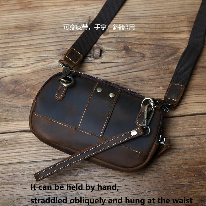 Herren Retro Leder Handy Tasche