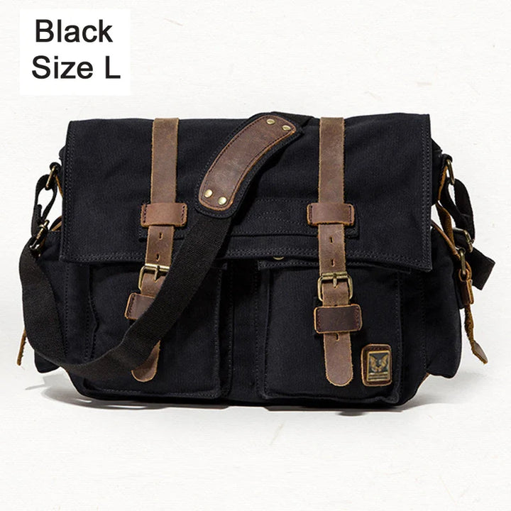 Vintage Herren Messenger Bag Baumwoll-Canvas