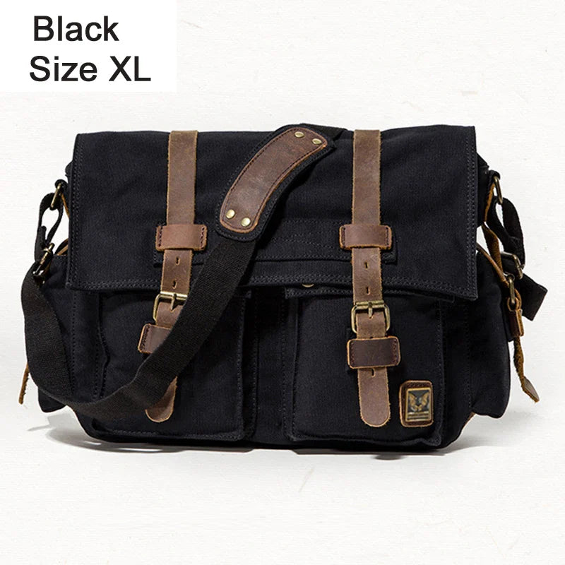 Vintage Herren Messenger Bag Baumwoll-Canvas