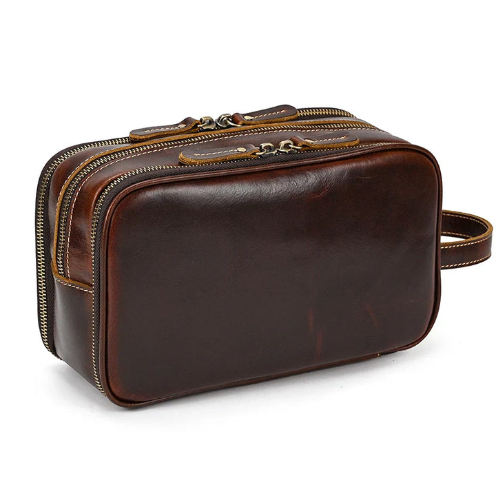 Trousse de toilette de voyage en cuir de vache