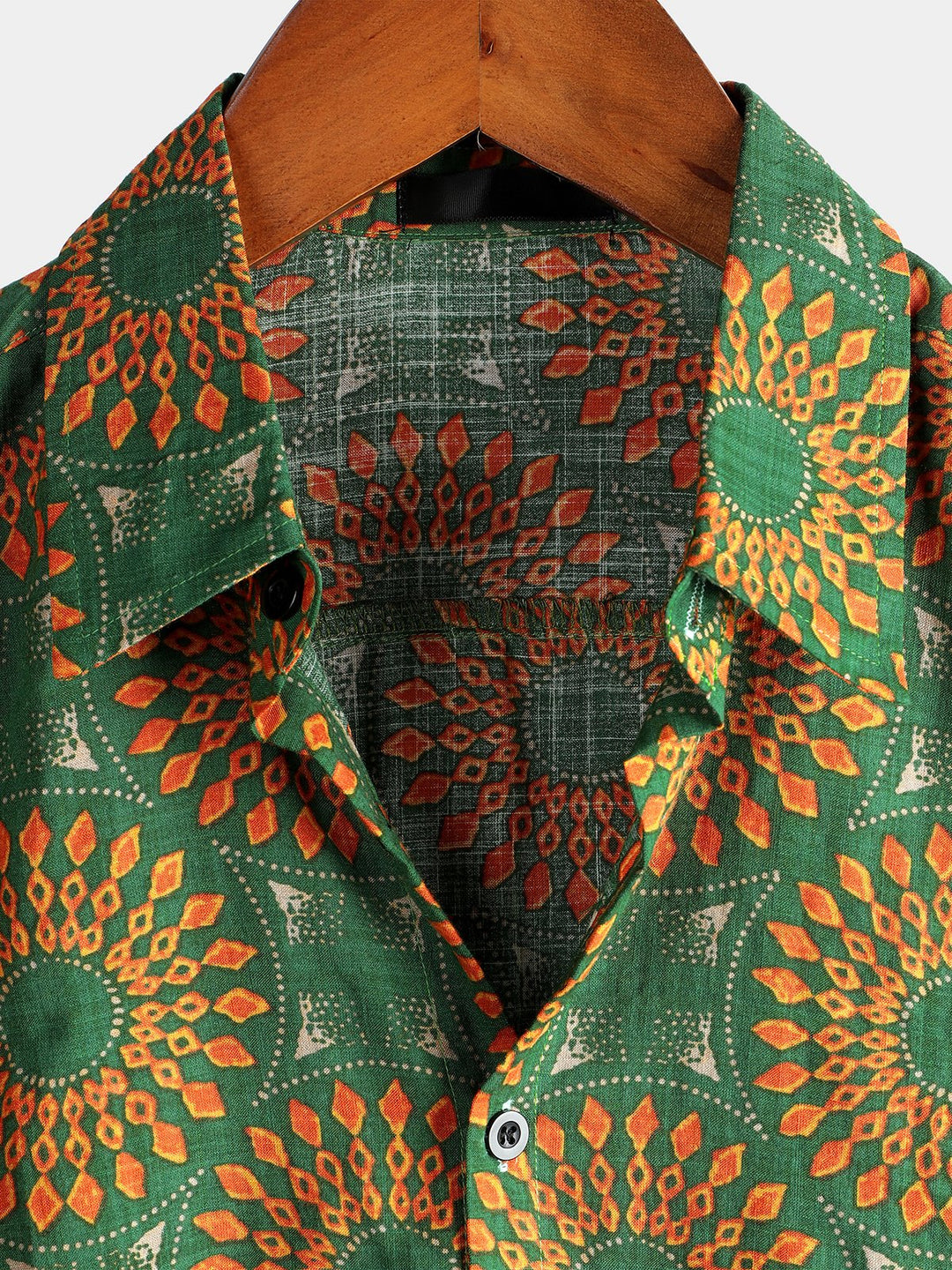 Chemise décontractée à manches courtes pour homme, motif floral, verte