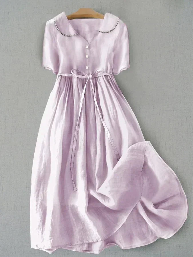 Robe midi Isla - Confort élégant en coton et lin pour femme