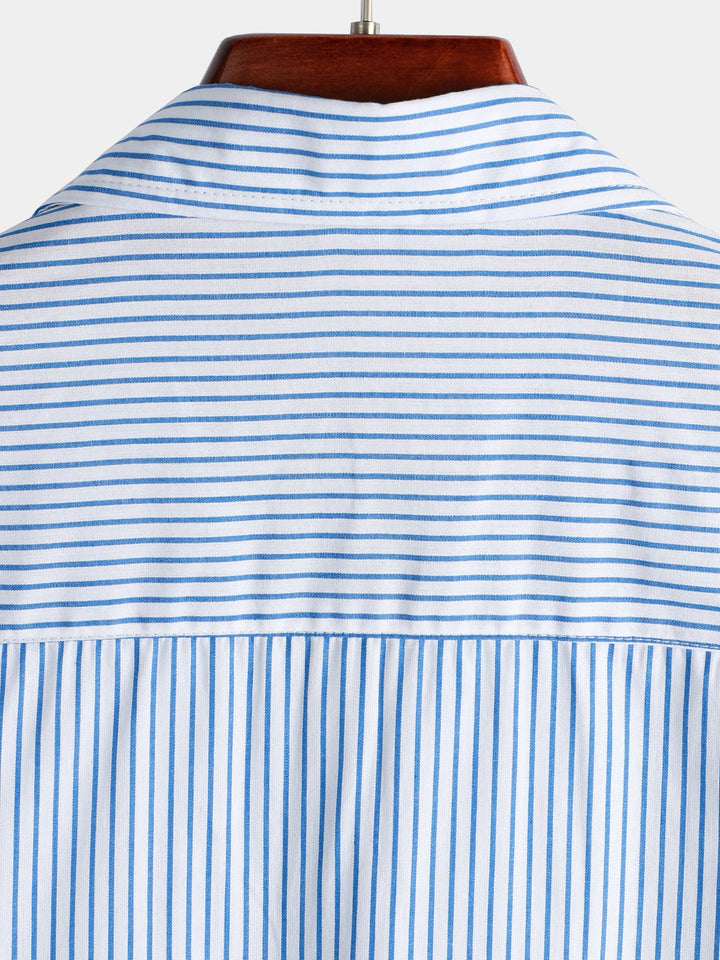 Chemise à manches courtes pour homme à rayures bleues