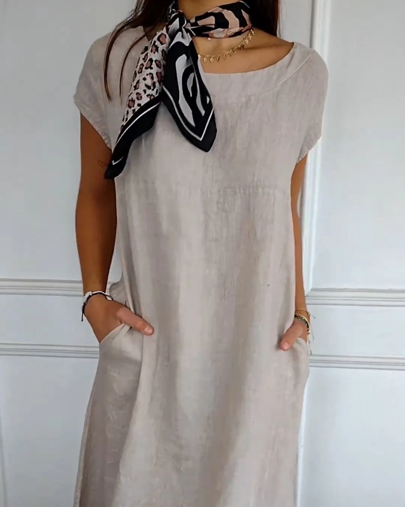 Justina - Luftiges Damen Baumwollkleid - Sommerlich und mit praktischen Taschen
