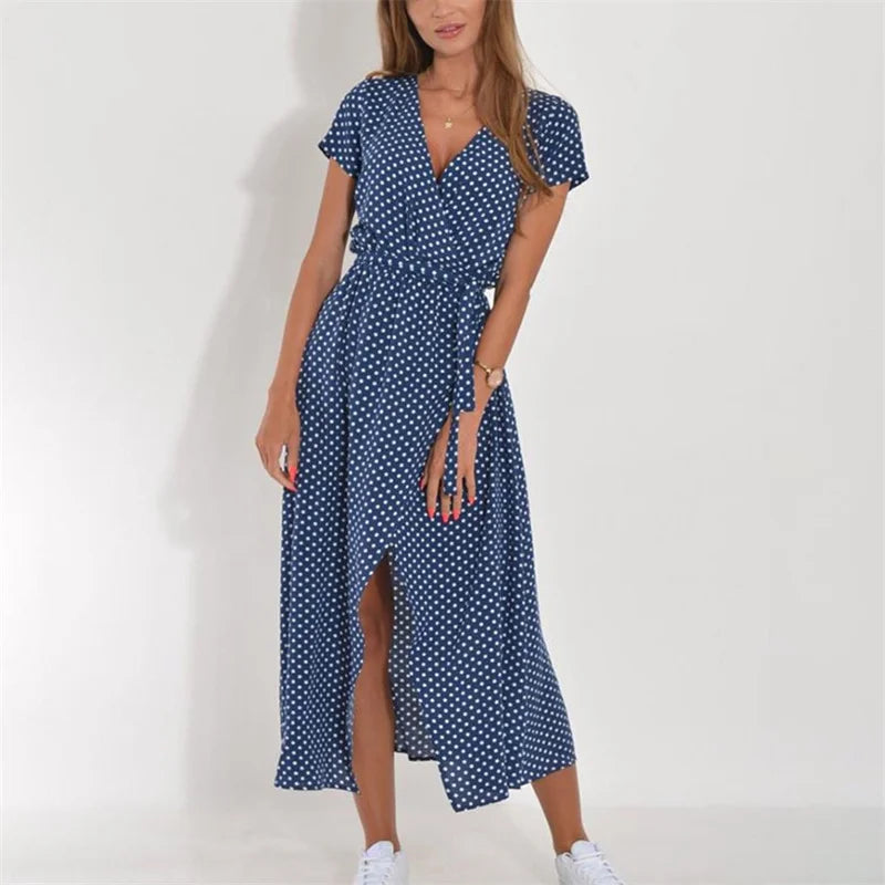 Alina – Robe portefeuille mi-longue fleurie