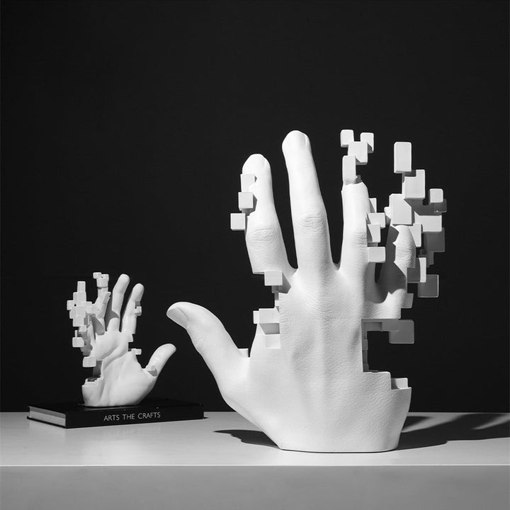 Pixel Hand Skulptur