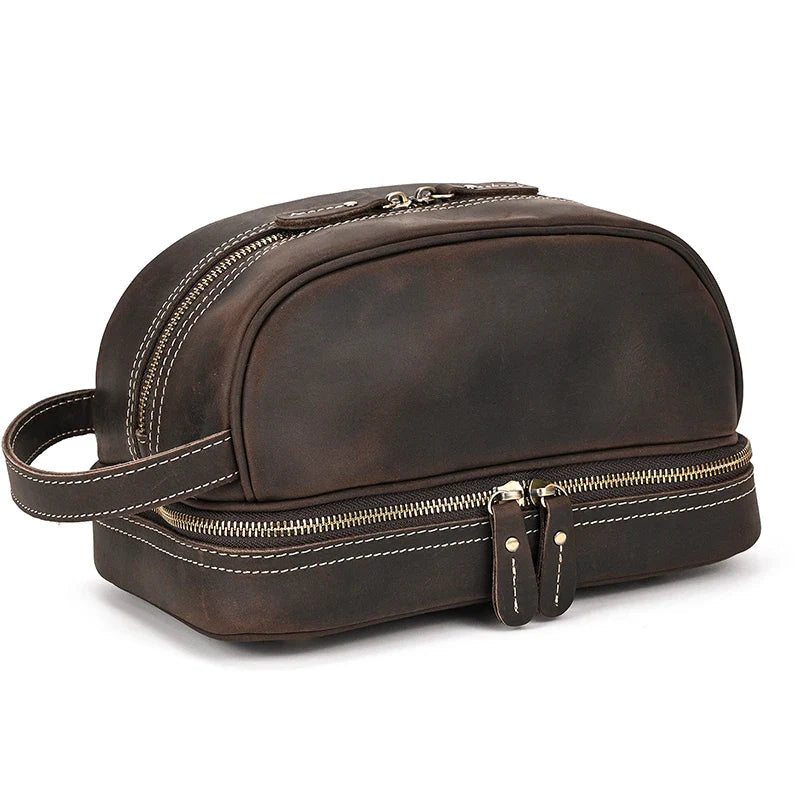 Trousse de toilette de voyage en cuir de vache