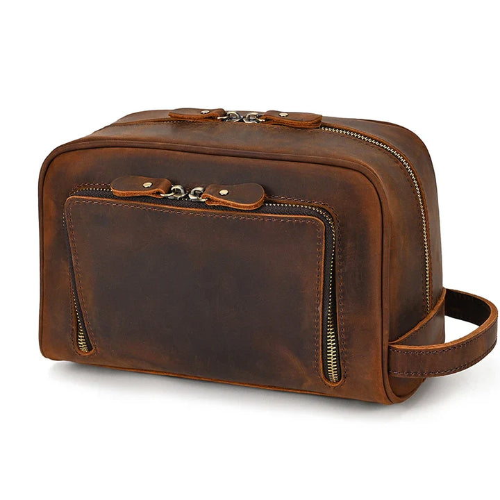 Trousse de toilette de voyage en cuir de vache