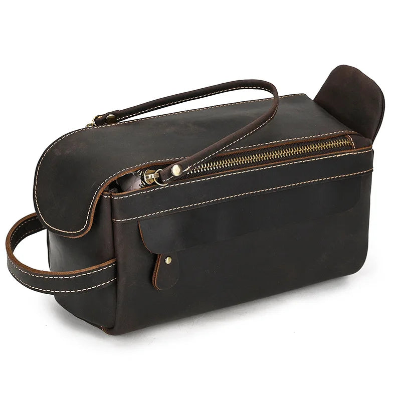 Trousse de toilette de voyage en cuir de vache