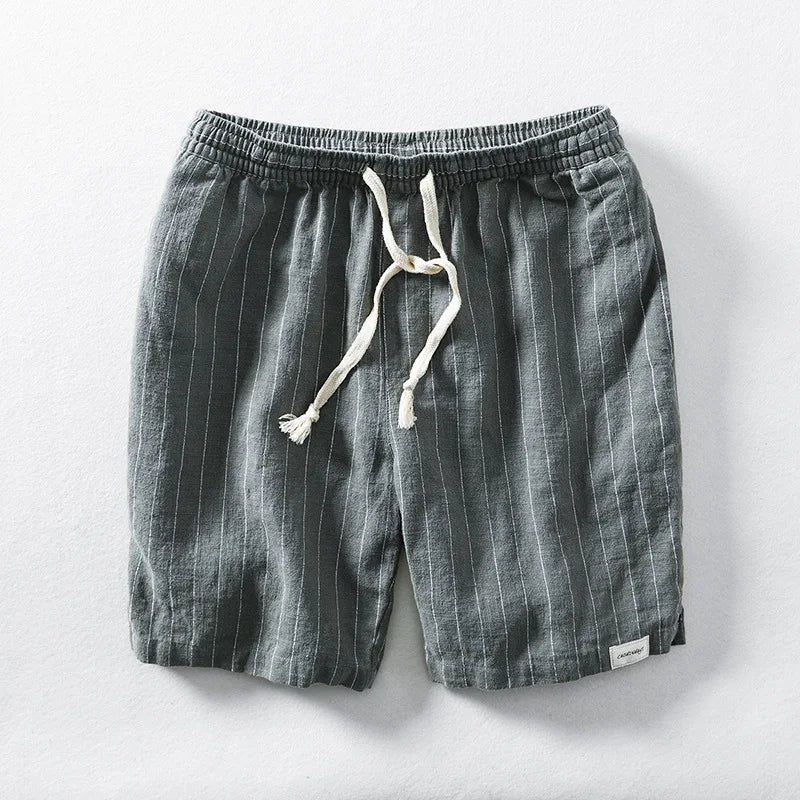 Herren-Casual-Shorts aus Baumwolle und Leinen, lockere Passform