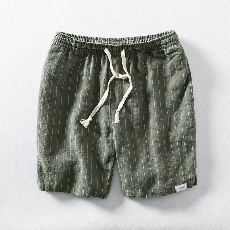Herren-Casual-Shorts aus Baumwolle und Leinen, lockere Passform