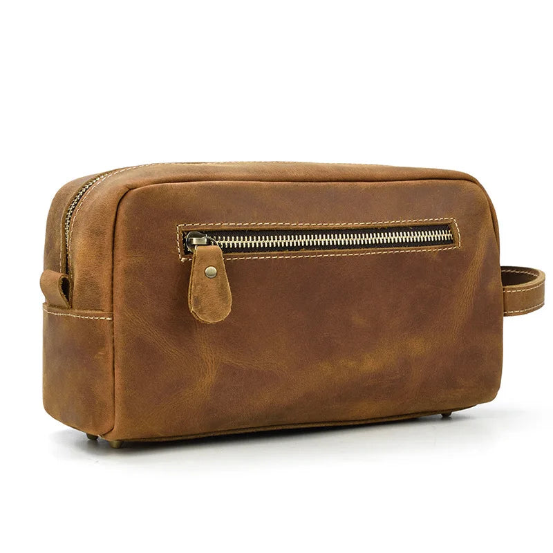 Trousse de toilette de voyage en cuir de vache