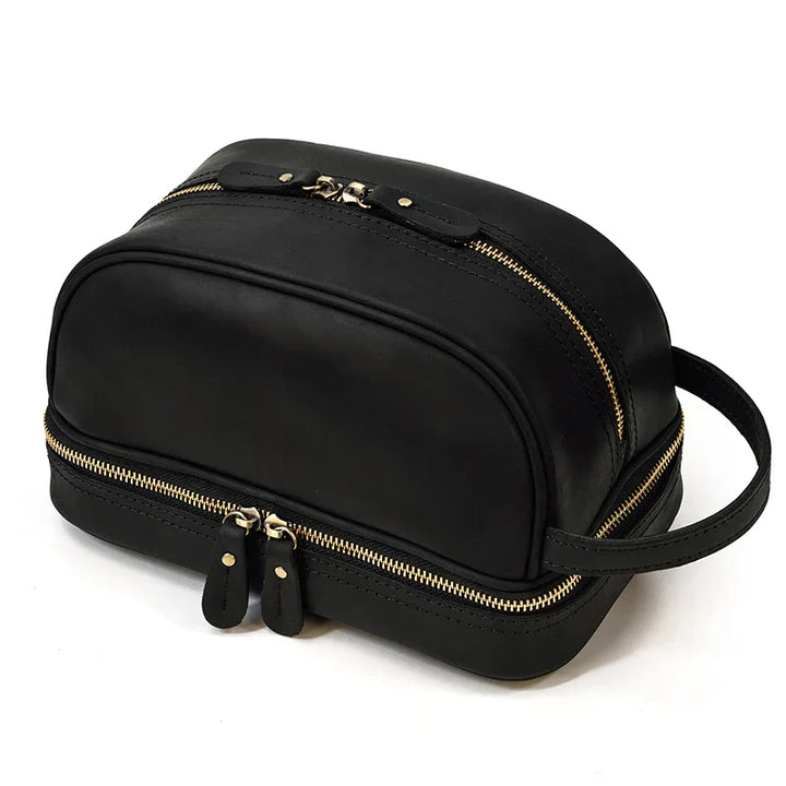 Trousse de toilette de voyage en cuir de vache
