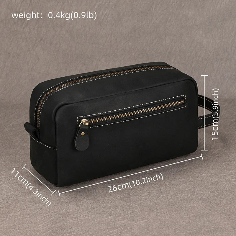Trousse de toilette de voyage en cuir de vache