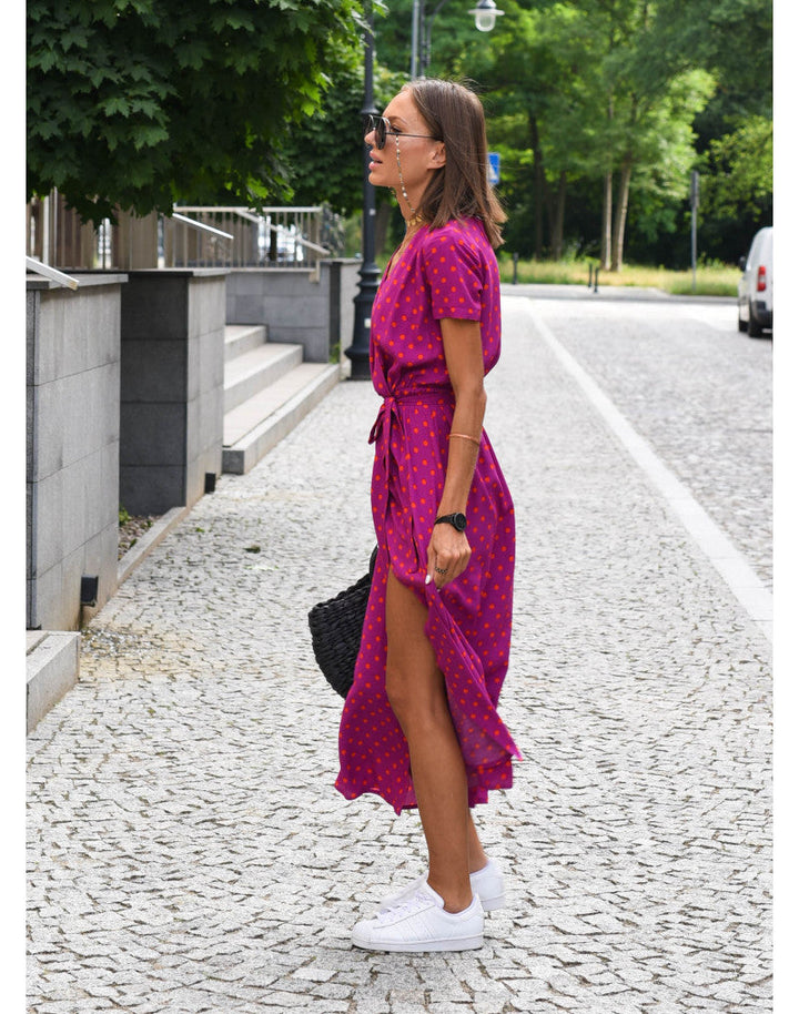Alina – Robe portefeuille mi-longue fleurie