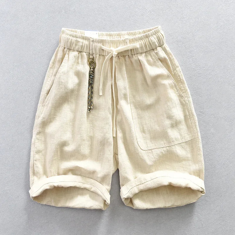 Herren Neue Casual Shorts aus Baumwolle und Leinen