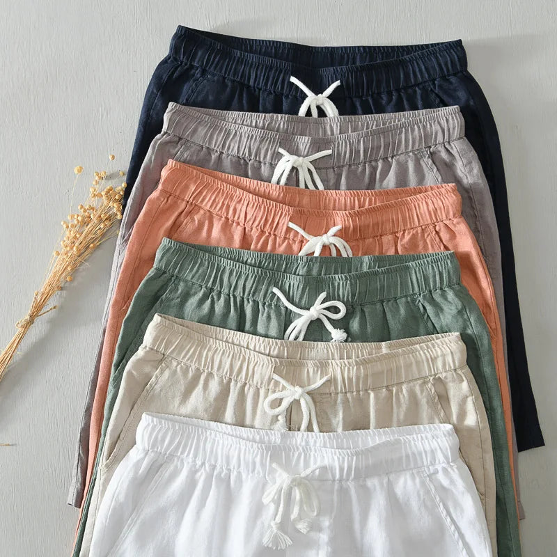 Neue Einfache Sommer Shorts 100% Leinen