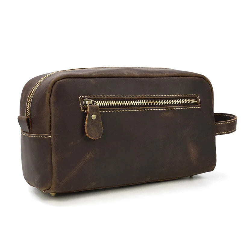 Trousse de toilette de voyage en cuir de vache