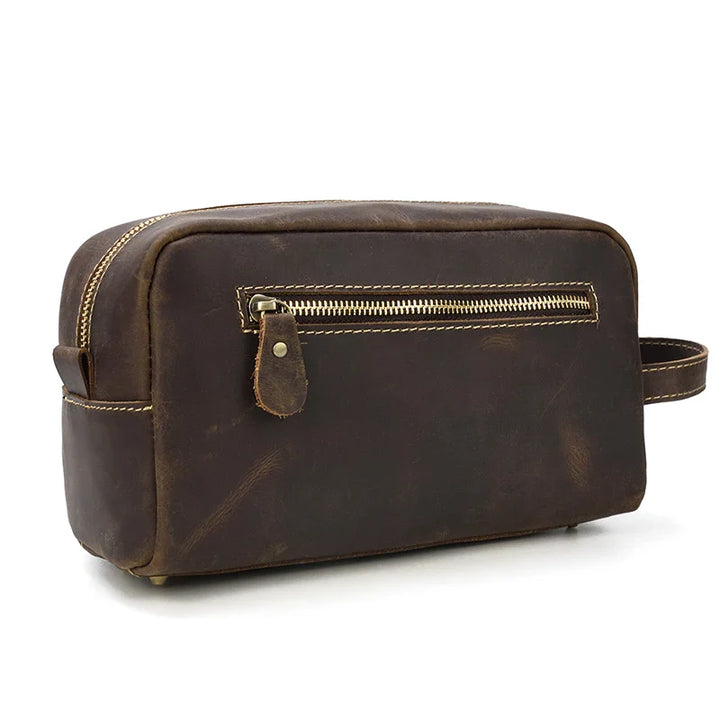 Trousse de toilette de voyage en cuir de vache