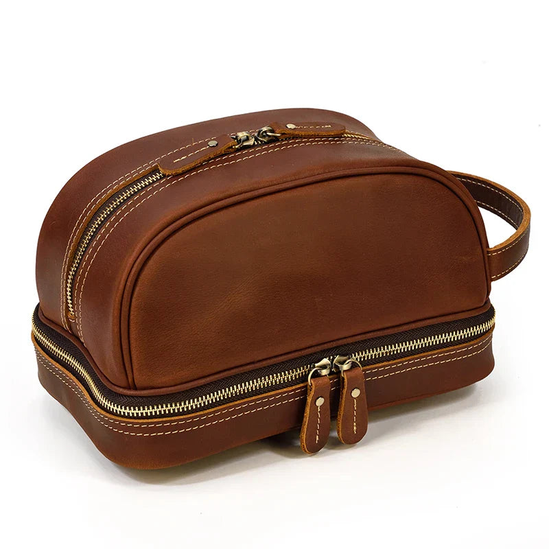 Trousse de toilette de voyage en cuir de vache