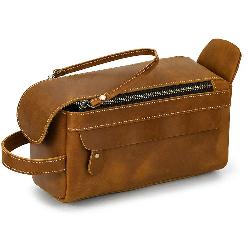 Trousse de toilette de voyage en cuir de vache