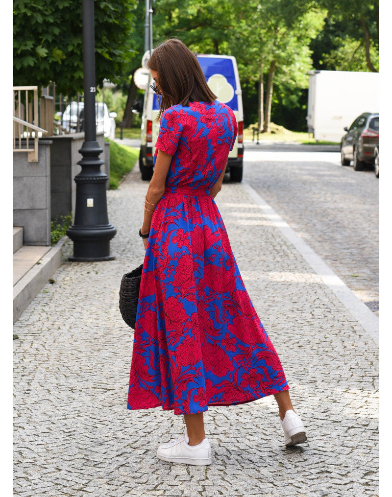 Alina – Robe portefeuille mi-longue fleurie