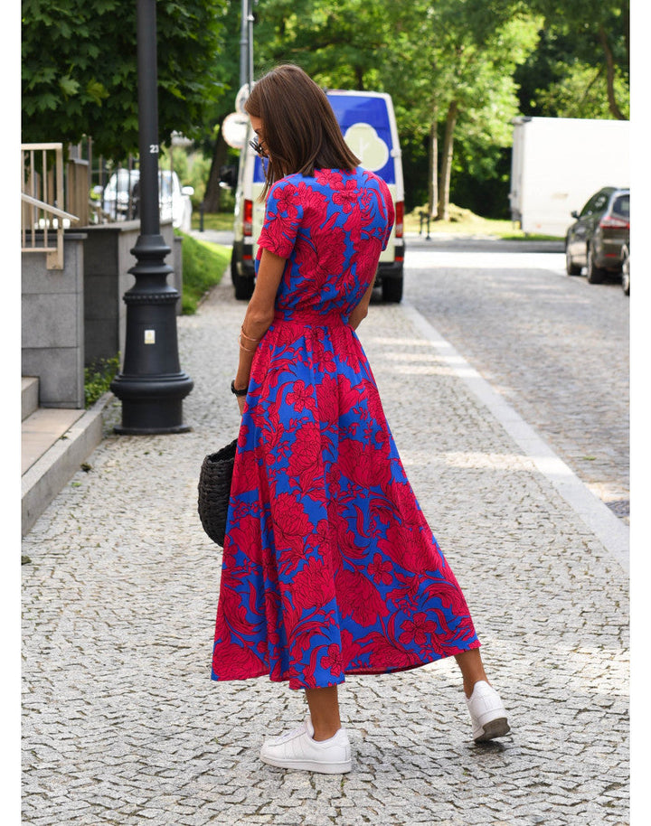 Alina – Robe portefeuille mi-longue fleurie